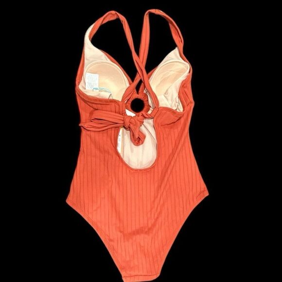 NWT TARGET KONA SOL Wide Ribbed Ring Medium Coverage One Piece Swimsuit Cinnamon - Picture 7 of 9